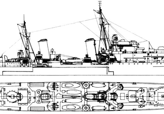 Крейсер HMS Charybdis C88 1943 [Light Cruiser] - чертежи, габариты, рисунки